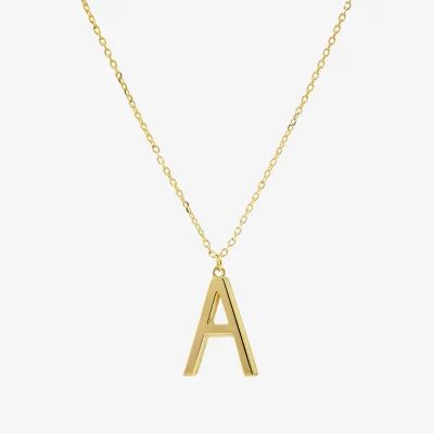 Sparkle Allure Initial 14K Gold Over Brass 16 Inch Link Pendant Necklace