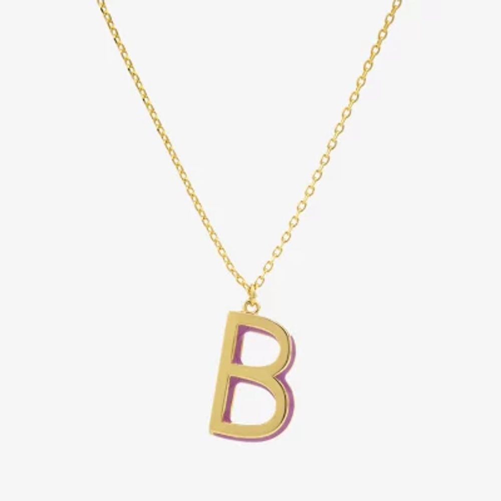 Sparkle Allure Initial 14K Gold Over Brass 16 Inch Link Pendant Necklace