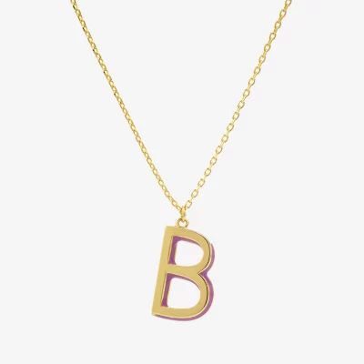 Sparkle Allure Initial 14K Gold Over Brass 16 Inch Link Pendant Necklace