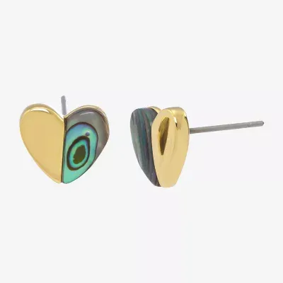 Sparkle Allure Abalone 14K Gold Over Brass 9.5mm Heart Stud Earrings