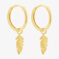 Feather 14K Gold 1/2 Inch Hoop Earrings