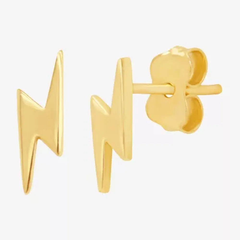 14K Gold 6.4mm LIghtning Bolt Stud Earrings