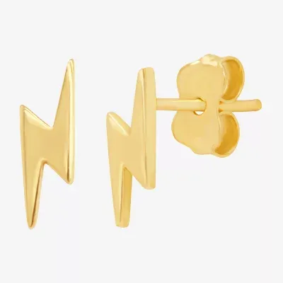 14K Gold 6.4mm LIghtning Bolt Stud Earrings