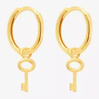 14K Gold 1/2 Inch Keys Hoop Earrings