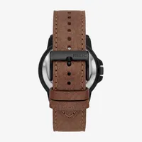 Relic By Fossil Mens Automatic Brown Leather Strap Watch Zr12663