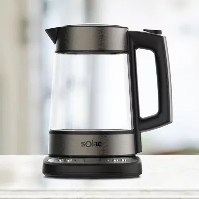 SOLAC AROA PREMIUM Adjustable Temperature Cordless Glass Kettle