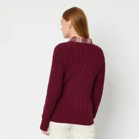 St. John's Bay Womens V Neck Long Sleeve Pullover Sweater