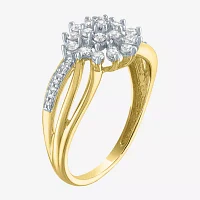 (G-H / Si2-I1) Womens 1/3 CT. T.W. Lab Grown White Diamond 10K Gold Cluster Cocktail Ring