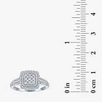 (G-H / Si2-I1) Womens 1/3 CT. T.W. Lab Grown White Diamond 10K Gold Cushion Halo Cocktail Ring