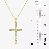 (G-H / Si2-I1) Womens 1/3 CT. T.W. Lab Grown White Diamond 10K Gold Cross Pendant Necklace