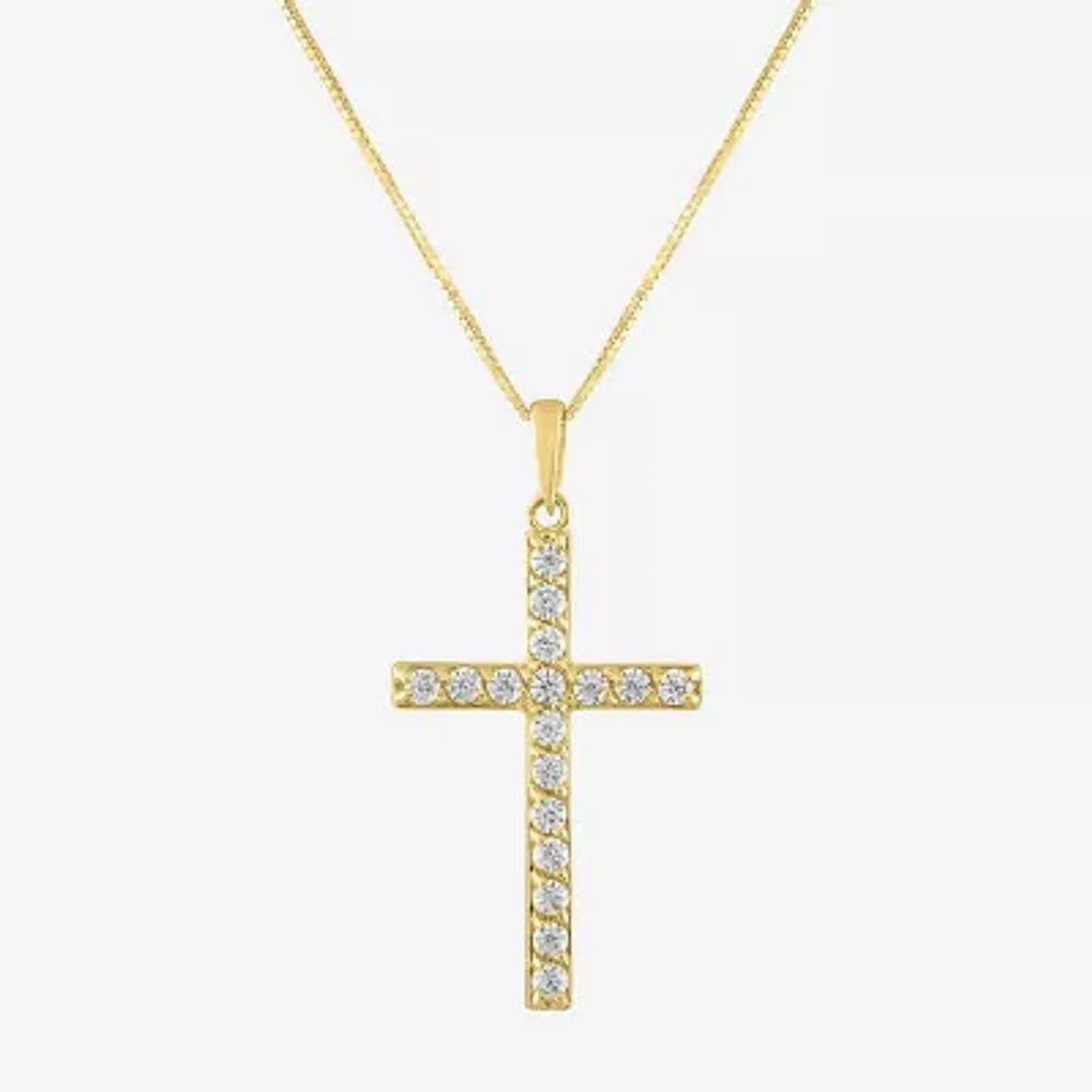 (G-H / Si2-I1) Womens 1/3 CT. T.W. Lab Grown White Diamond 10K Gold Cross Pendant Necklace