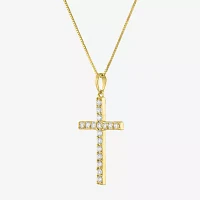 (G-H / Si2-I1) Womens 1/3 CT. T.W. Lab Grown White Diamond 10K Gold Cross Pendant Necklace