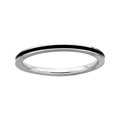 Personally Stackable Sterling Silver Black Enamel Ring