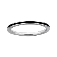 Personally Stackable Sterling Silver Black Enamel Ring