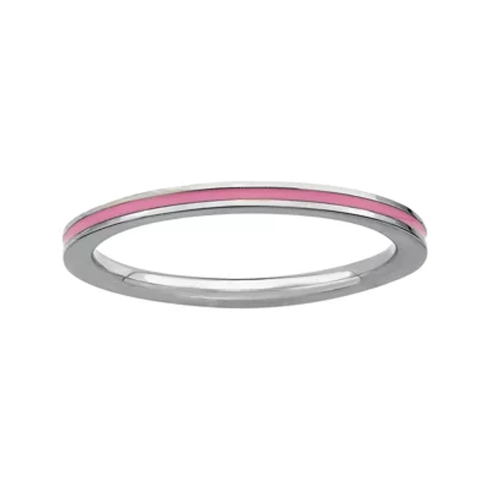 Personally Stackable Sterling Silver Pink Enamel Ring