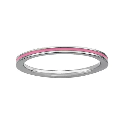 Personally Stackable Sterling Silver Pink Enamel Ring