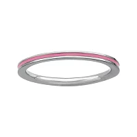 Personally Stackable Sterling Silver Pink Enamel Ring