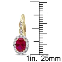 Red Lab-Created Ruby and Diamond Accent  Drop Earrings in 14K Gold