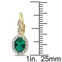 Diamond Accent Lab Created Emerald 14K Gold Drop Earrings