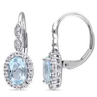 Diamond Accent Genuine Blue Topaz 14K Gold Drop Earrings