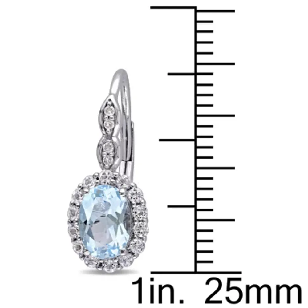 Diamond Accent Genuine Blue Topaz 14K Gold Drop Earrings