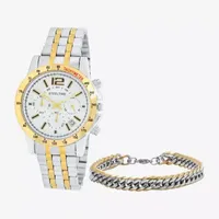 Steeltime Mens Two Tone Stainless Steel 2-pc. Watch Boxed Set 998042w867033