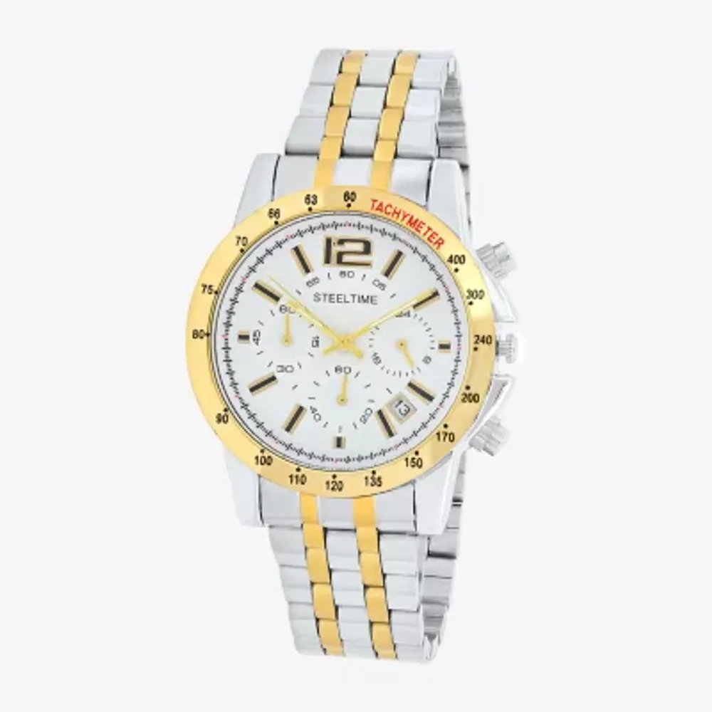 Steeltime Mens Two Tone Stainless Steel Bracelet Watch 998042w