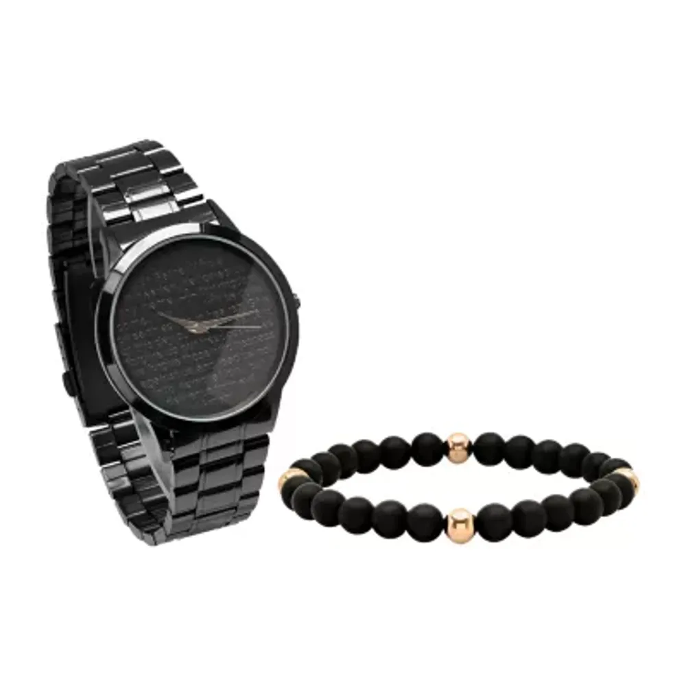 Steeltime Men's Leather Beaded Bracelet