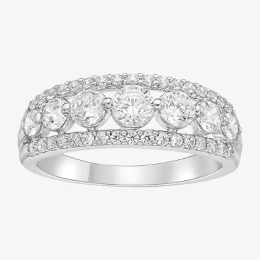 Diamonart 3MM White Cubic Zirconia Sterling Silver Band