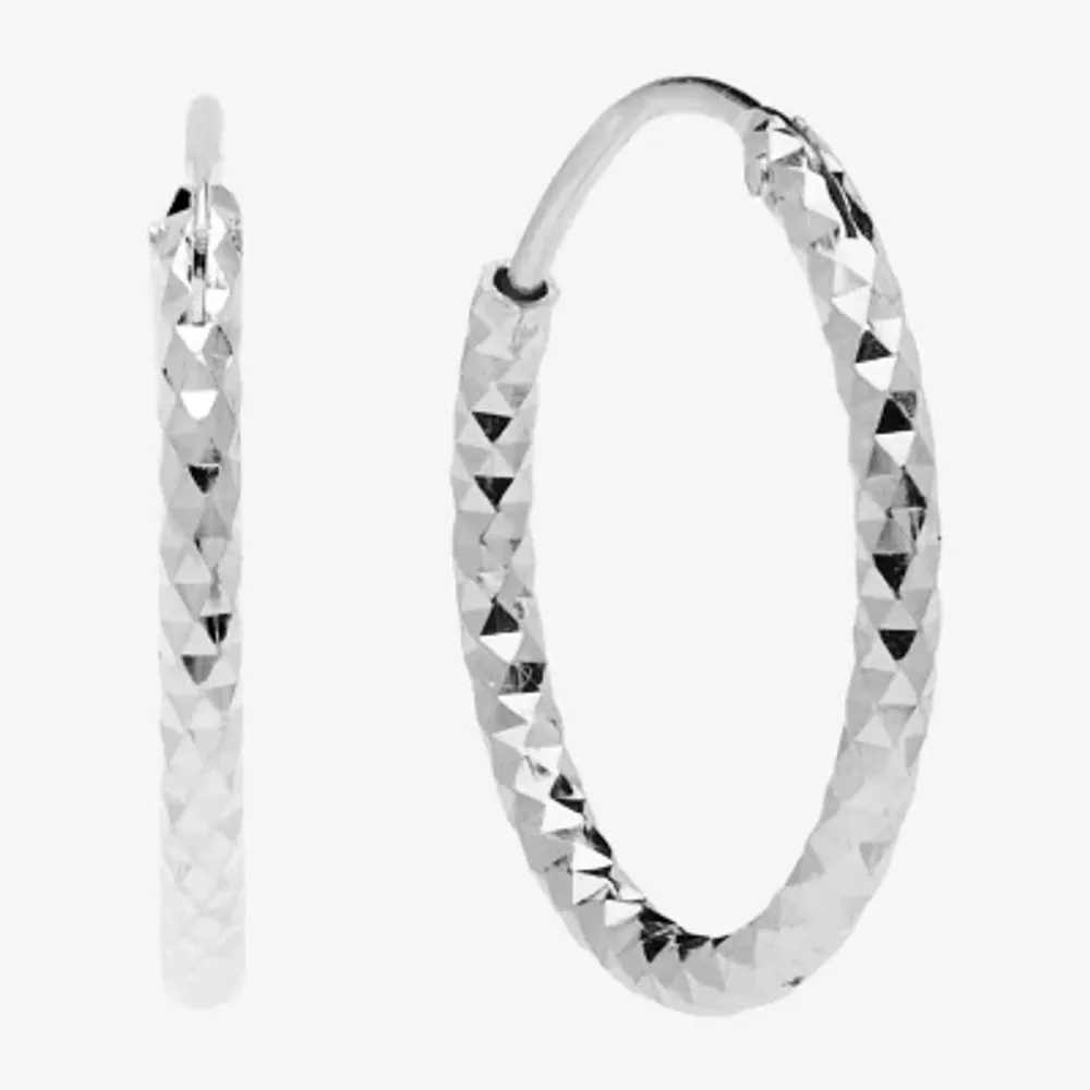 Silver Treasures Womens Sterling Silver 20mm Hypoallergenic Hoop Earrings