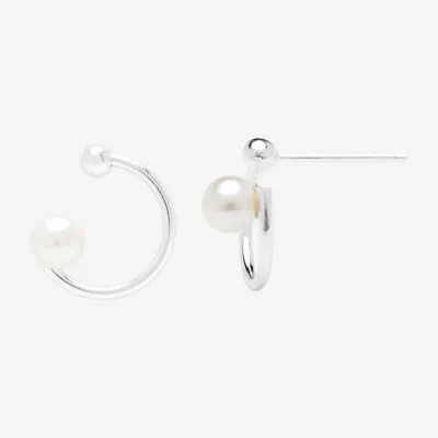 Silver Treasures Simulated Pearl Sterling Silver 13mm Stud Earrings