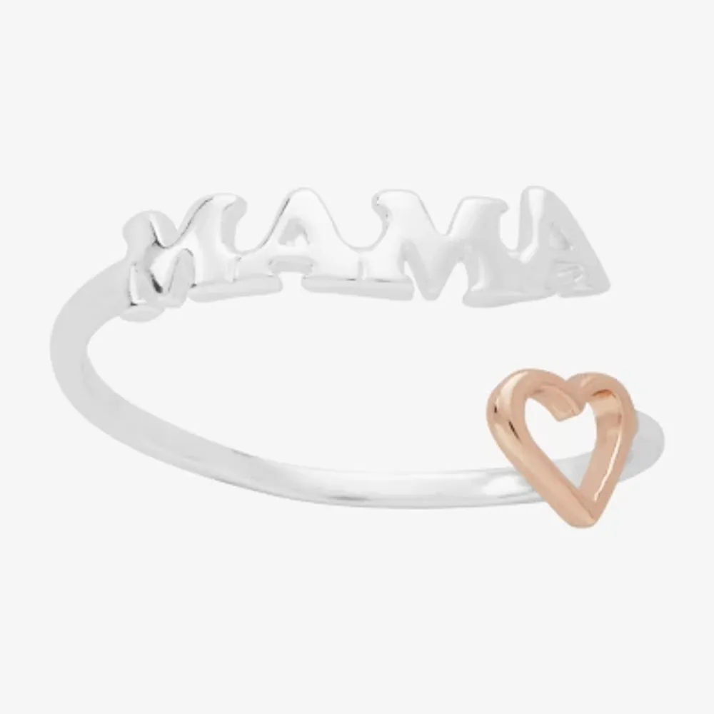 Silver Treasures Mama 14K Gold Over Silver Heart Bypass  Band