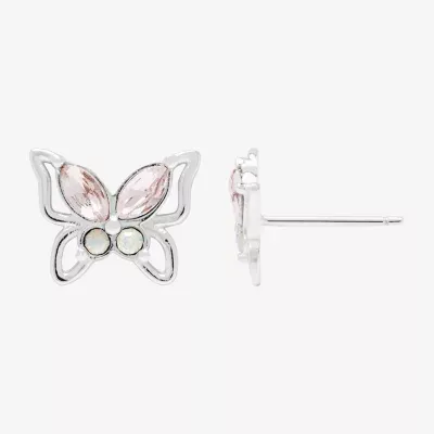 Itsy Bitsy Crystal Sterling Silver 7.8mm Butterfly Stud Earrings