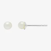 Itsy Bitsy Simulated Pearl Sterling Silver 4mm Stud Earrings