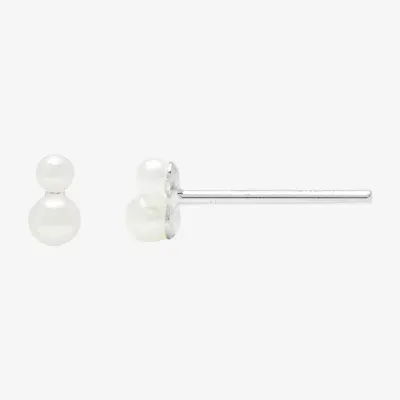Itsy Bitsy Simulated Pearl Sterling Silver 5mm Stud Earrings