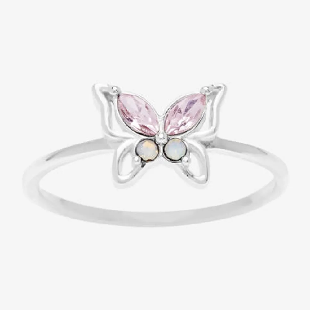 Itsy Bitsy Crystal Sterling Silver Butterfly Band