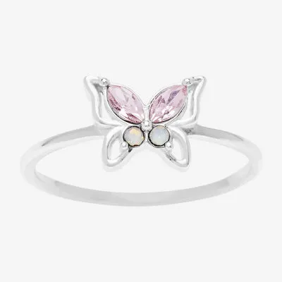 Itsy Bitsy Crystal Sterling Silver Butterfly Band