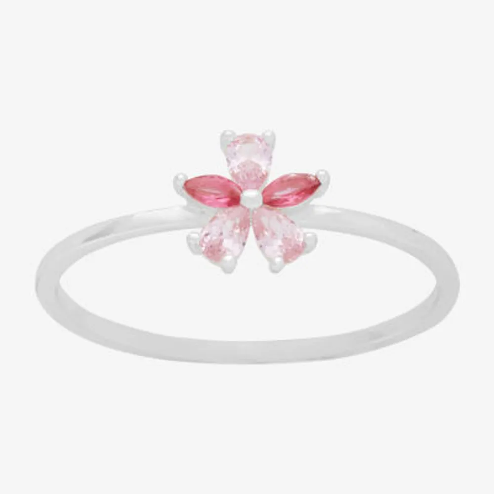 Itsy Bitsy Cubic Zirconia Sterling Silver Flower Band