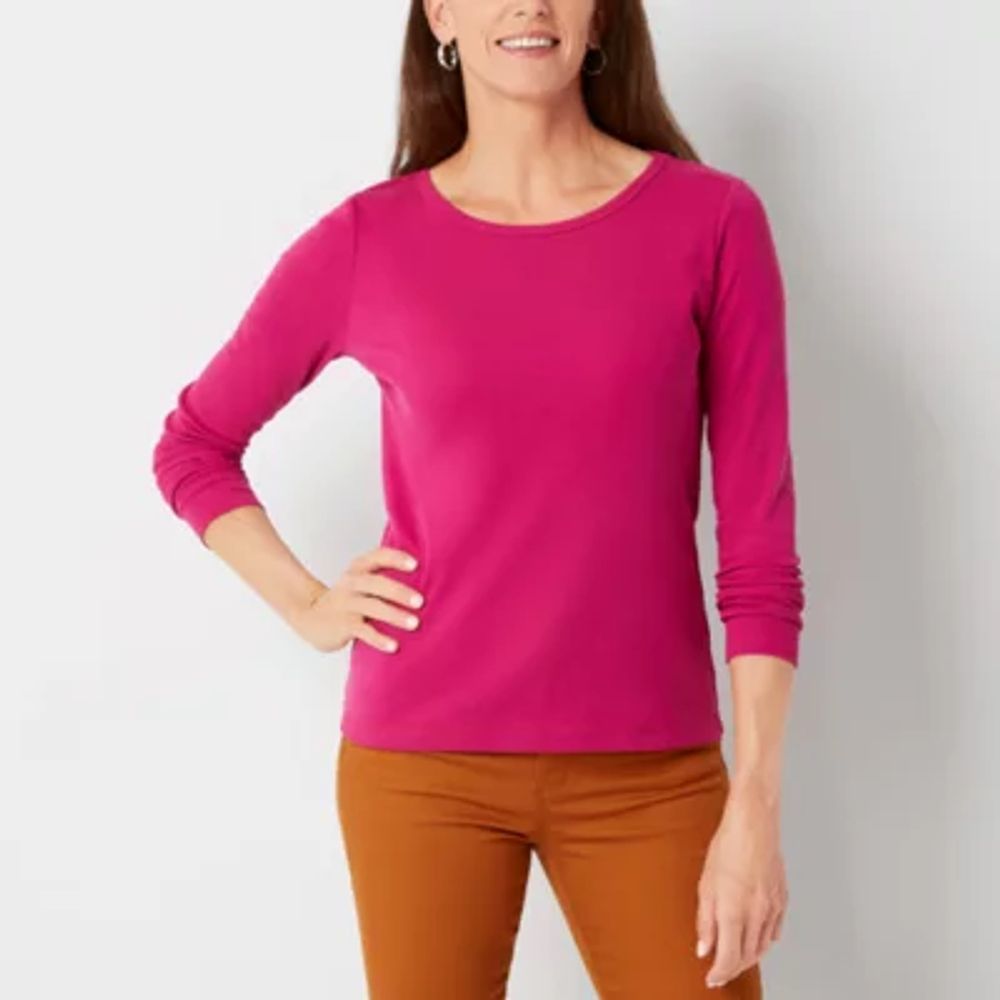 St. John's Bay Womens Crew Neck Long Sleeve T-Shirt