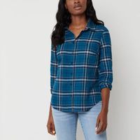 St. John's Bay Womens Long Sleeve Regular Fit Button-Down Shirt