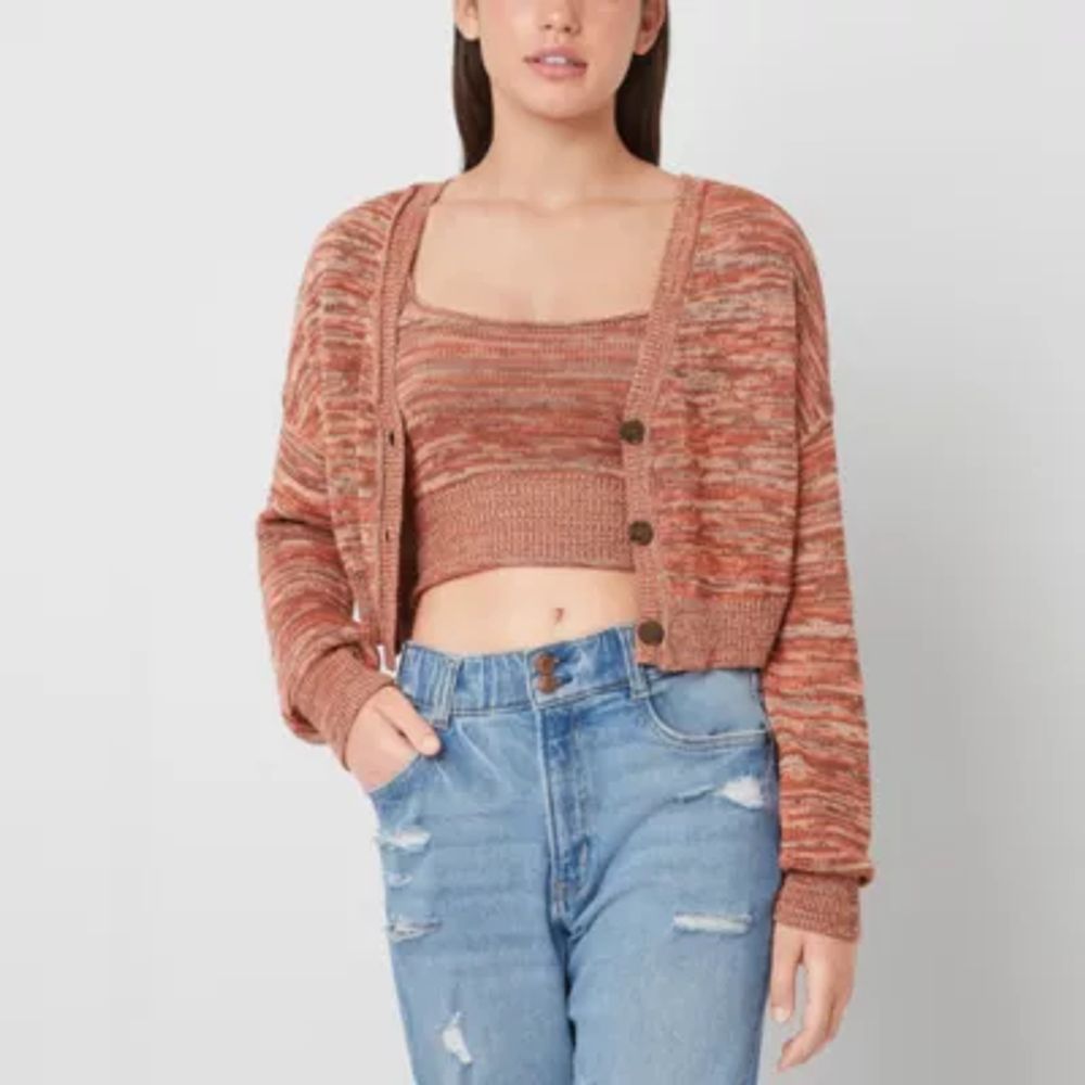 Arizona Womens Square Neck Long Sleeve Striped Sweater Set Juniors | Plaza  Del Caribe