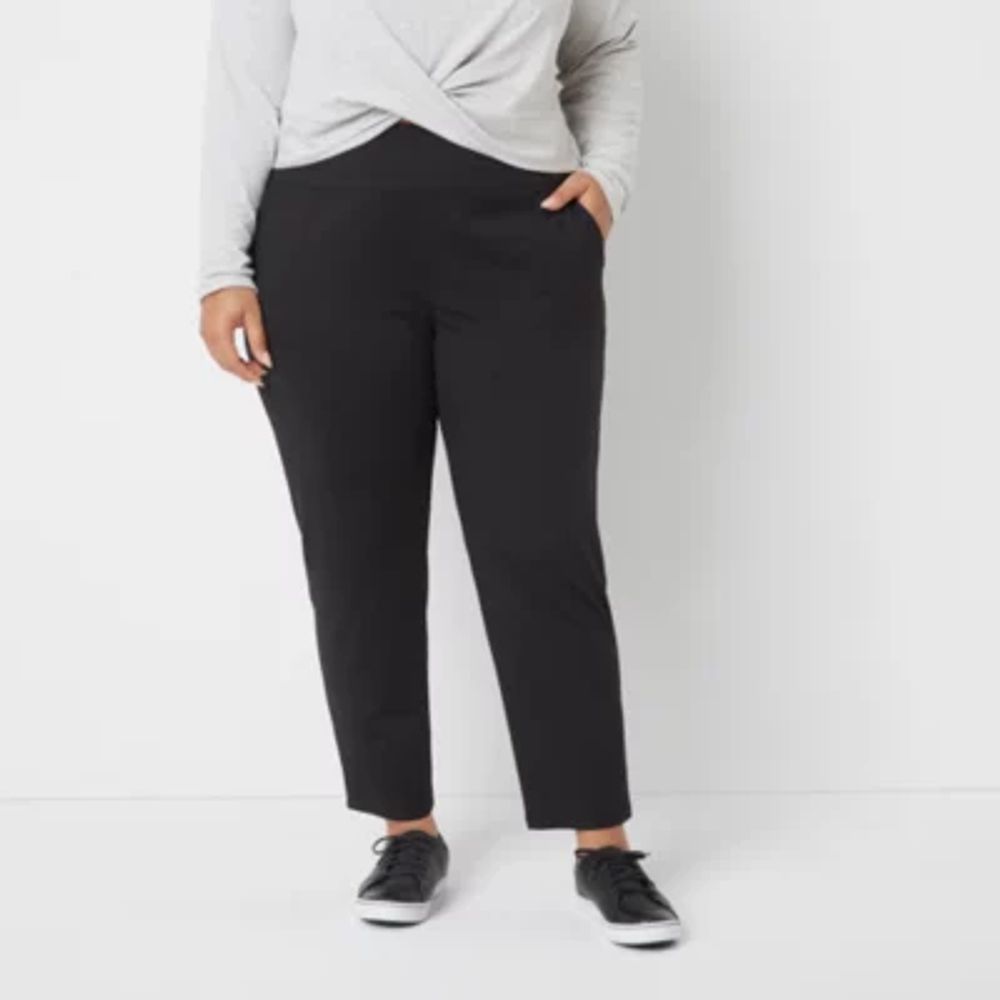 Stylus-Plus Womens High Rise Tapered Pull-On Pants