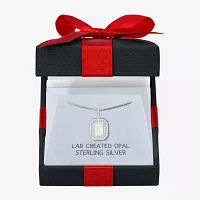 Yes Womens Lab Created White Opal Sterling Silver Pendant Necklaces