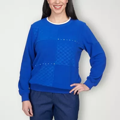 Alfred Dunner Classics Womens Crew Neck Long Sleeve Sweatshirt