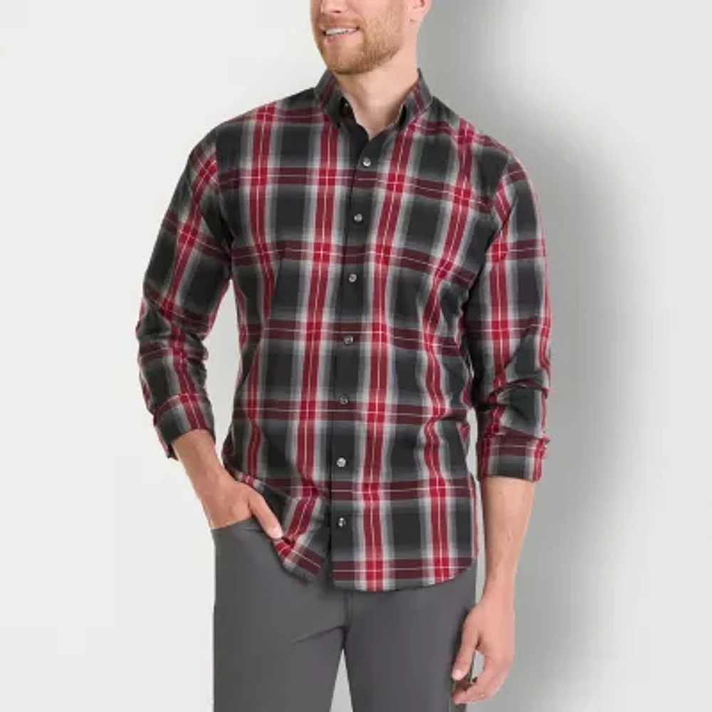 Van Heusen Big and Tall Mens Regular Fit Long Sleeve Plaid Button-Down Shirt