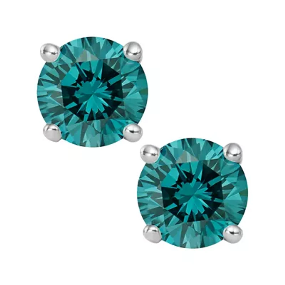 2 CT.T.W. Color-Enhanced Blue Diamond Stud Earrings
