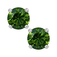 1/2 CT.T.W. Natural Color-Enhanced Green Diamond Stud Earrings