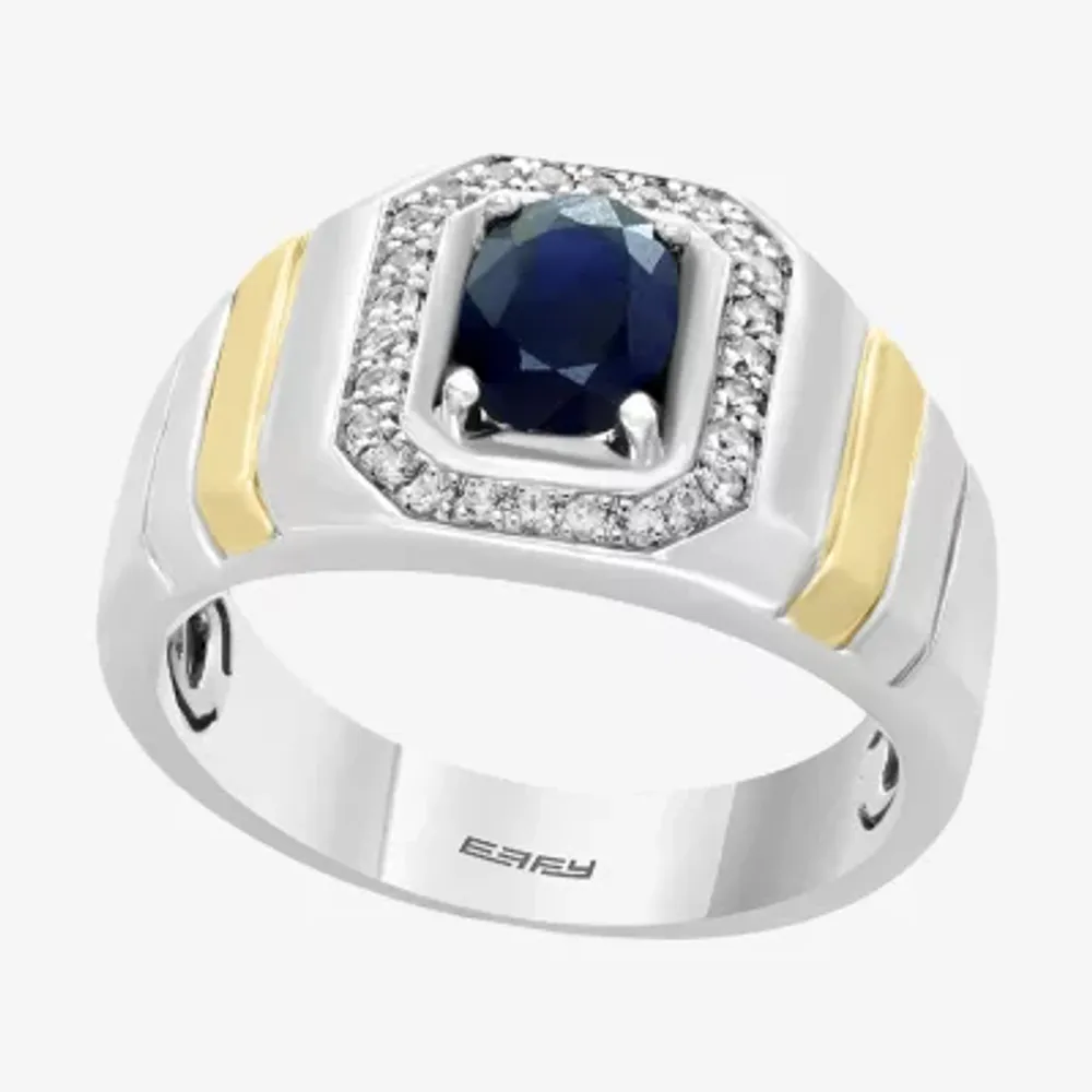 LIMITED QUANTITIES! Effy Final Call Mens Genuine Blue Sapphire & 1/5 CT. T.W. Genuine Diamond Sterling Silver Cocktail Ring