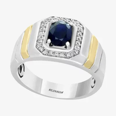 LIMITED QUANTITIES! Effy Final Call Mens Genuine Blue Sapphire & 1/5 CT. T.W.  Genuine Diamond Sterling Silver Cocktail Ring