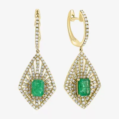 LIMITED QUANTITIES! Effy Final Call Genuine Green Emerald 14K Gold Drop Earrings